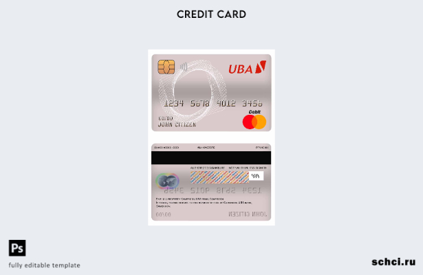 цифровая загрузка шаблона основной дебетовой карты банка Камеруна UBA